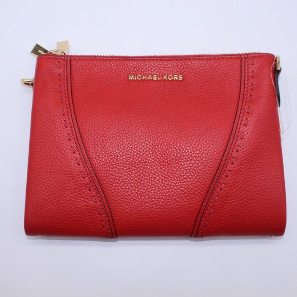 Michael Kors Red Pebble Leather Purse Wallet Clutch- Missing Chain minor defect - Picture 2 of 10